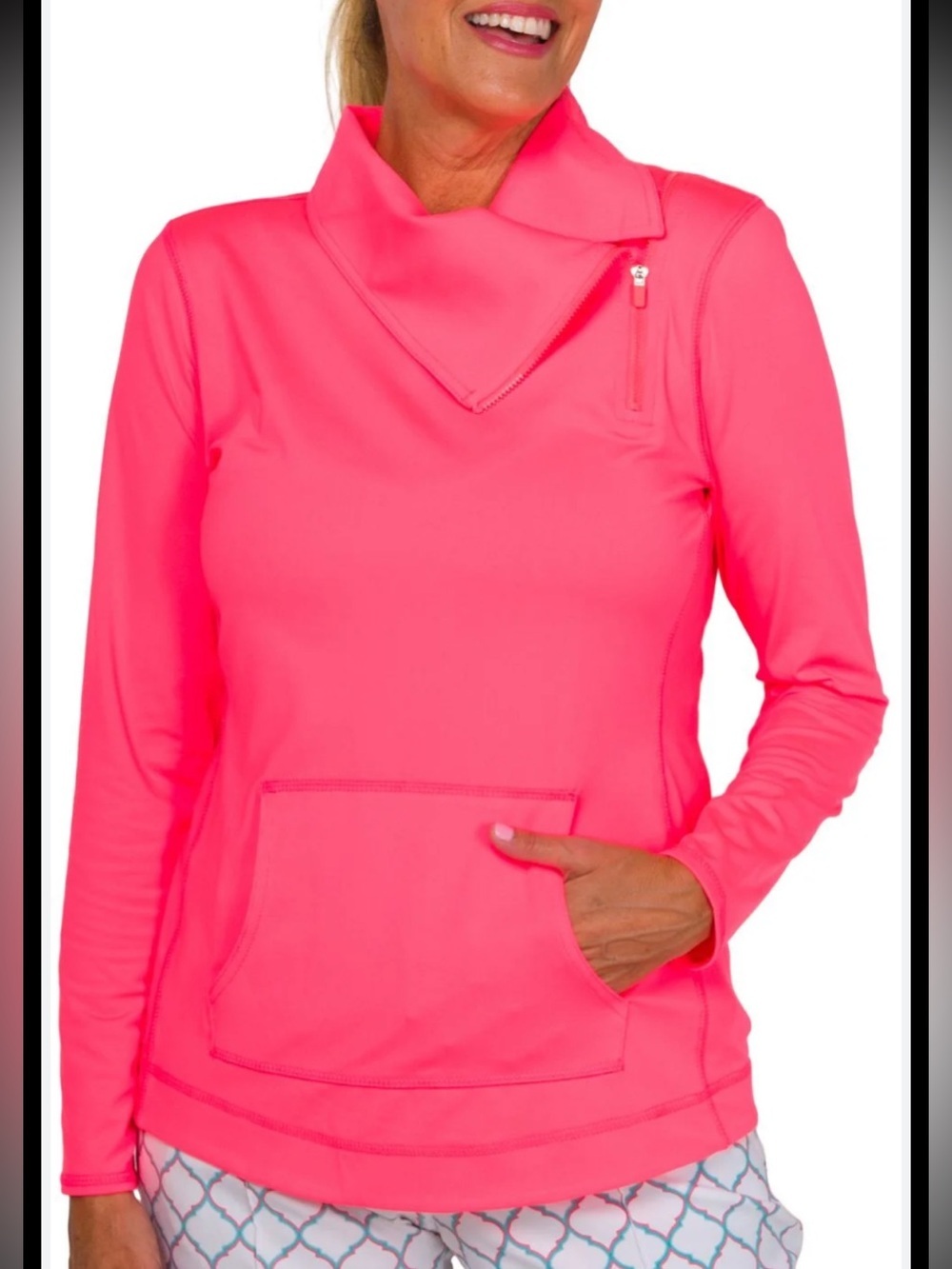 Womens Jofit Hot Pink Golf Jacket  Asymmetrical Zipper Hot Pink Active Size XL - Picture 2 of 8